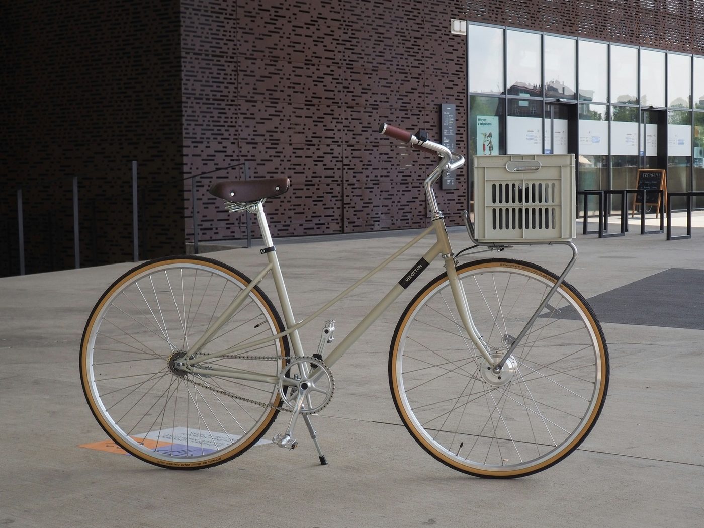 Minimal city bike with a large front crate for errands